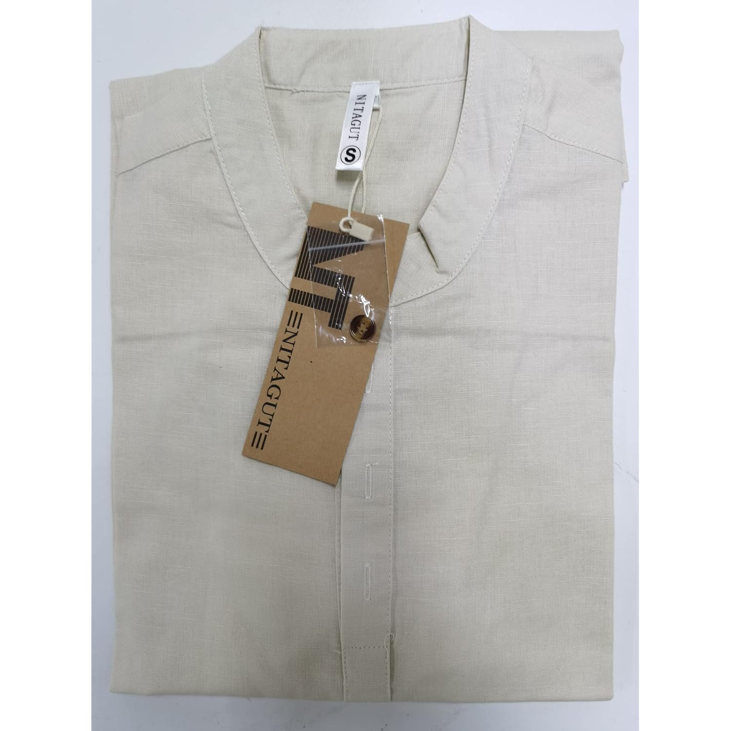 Nitagut Men Henley Neck Long Sleeve Daily Look Linen Shirts
