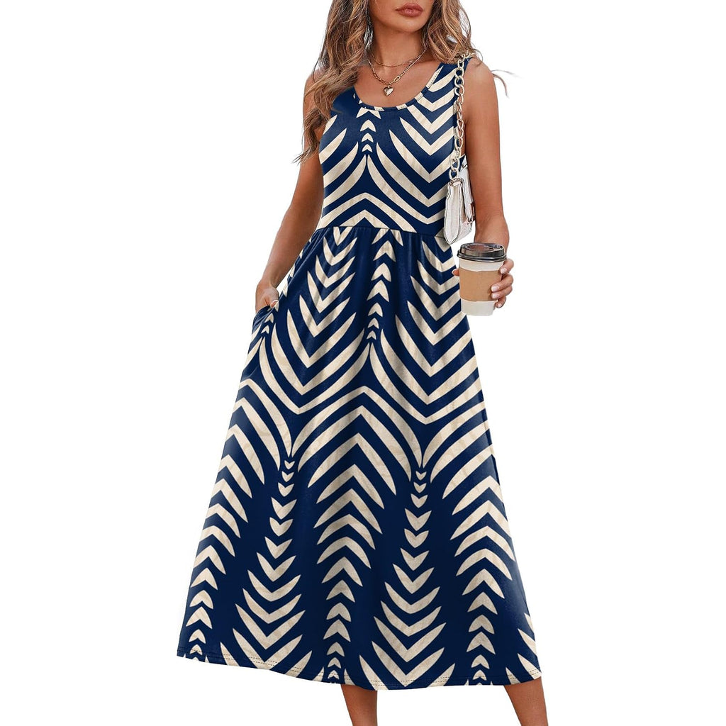 Wiholl Summer Dresses For Women Flowy Casual Midi Dress Beach Vacation Sundresses With Pockets