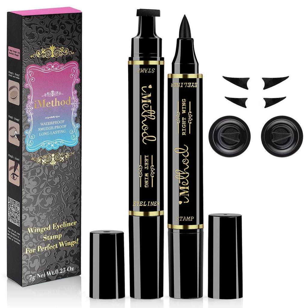Imethod Eyeliner Stamp 2 Pens Winged Eyeliner Stamp, Perfect Wing Cat Eye Stamp, Long Lasting Liquid Eye Liner, Waterproof & Smudgeproof Makeup