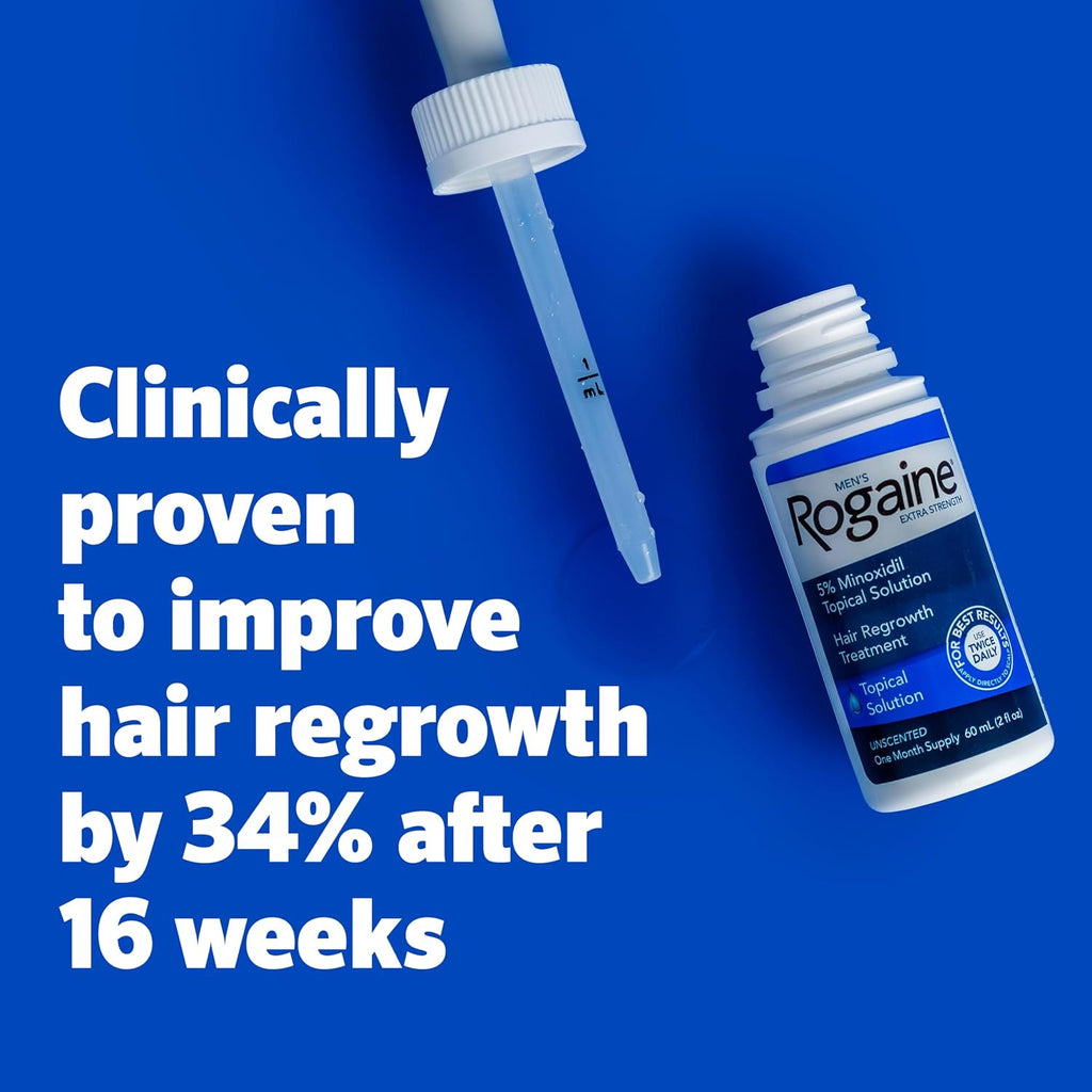 Men'S Rogaine Extra Strength 5% Minoxidil Solution, 3 Mo Supply, 3X 2 Fl Oz