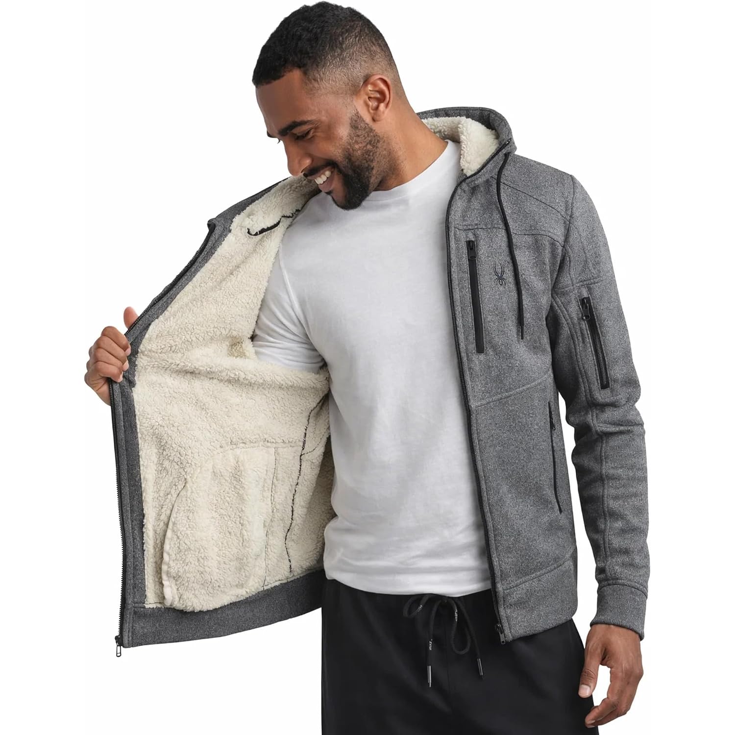 Spyder Mens Zip Up Hoodie Sweatshirt - Heavyweight Sherpa Fleece Lined Soft Extra Warm Cozy Hoodies For Men