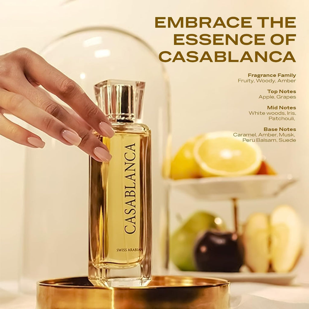 Swiss Arabian Casablanca - Luxury Products From Dubai - Long Lasting, Addictive Personal Edp Spray Fragrance - Seductive Signature Aroma - 3.4 Oz
