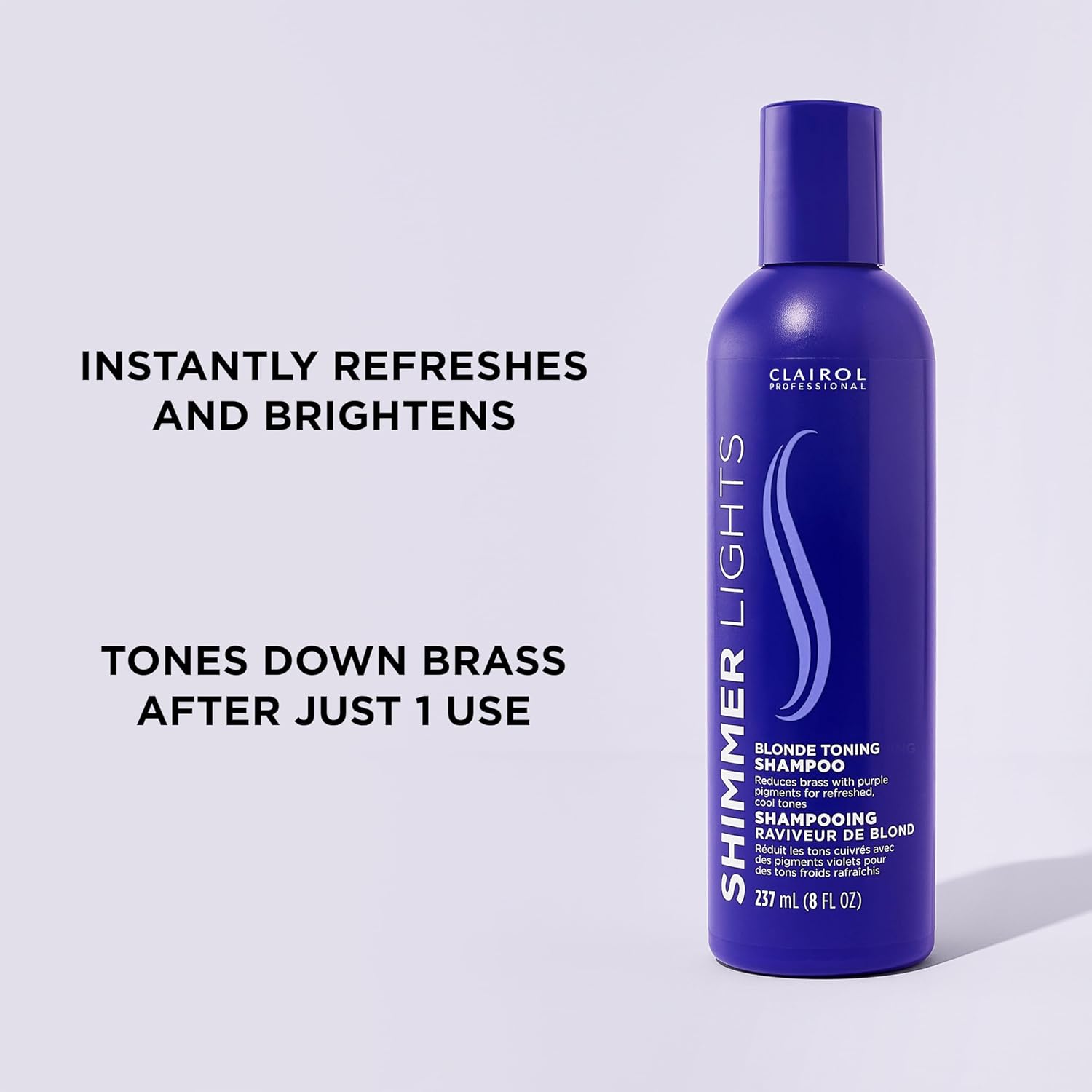 Clairol Professional Shimmer Lights Purple Shampoo| Neutralizes Brass & Yellow Tones | For Blonde, Silver, Gray & Highlighted Hair