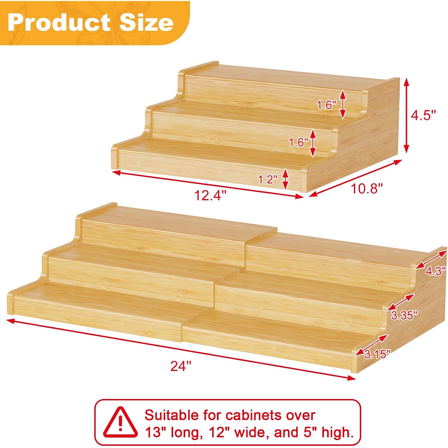 Expandable Bamboo Can Rack Organizer For Pantry, 3-Tier Adjustable Can Storage Holder, Soda Organizer Holds Up To 24 Cans, Canned Goods Storage Display For Pantry, Cabinet, Countertop (Patent Pending)