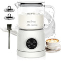 4-In-1 Electric Milk Frother And Steamer For Whole Milk, Led Touch Screen, Cold And Warm Foam Maker, Ceramic-Coated, 13.52Oz For Lattes, Cappuccinos And Hot Chocolate, Auto Shut-Off, Cream White