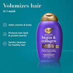 Ogx Thick & Full + Biotin & Collagen Volumizing Shampoo, Nutrient-Infused Hair Shampoo With Vitamin B7 Biotin Gives Hair Volume & Body For 72+ Hours, Sulfate-Free Surfactants, 13 Fl. Oz