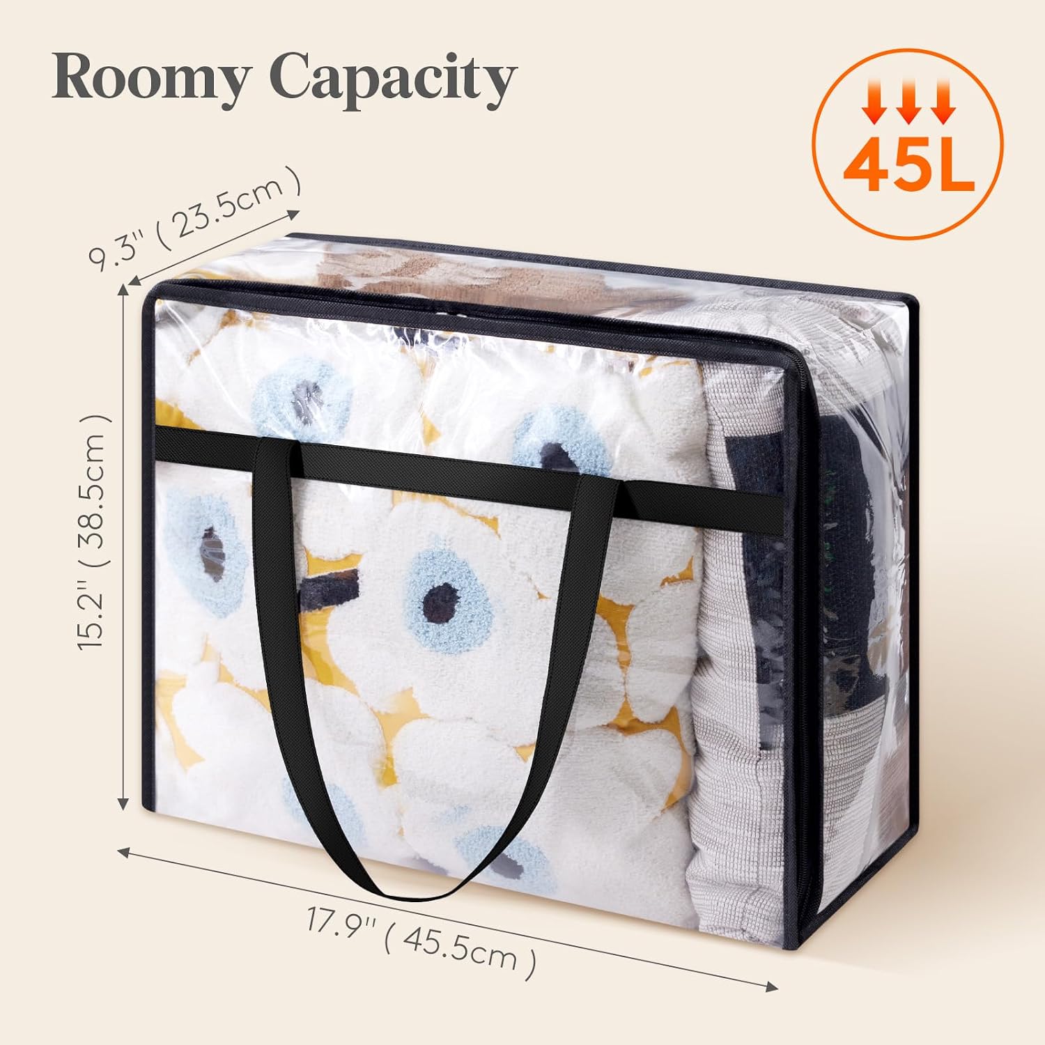 Lifewit 4 Pack Clear Clothes Storage Bags, 45L Plastic Blanket Storage Bag, Vinyl Foldable Moving Bags With Zipper, Closet Organizers And Storage Containers For Bedding, Duvet, Comforter