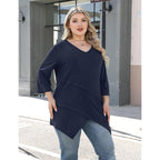 Plus Size Tops for Women 3/4 Sleeve Shirts V Neck T Shirt Spring Summer Blouses 1X-5X