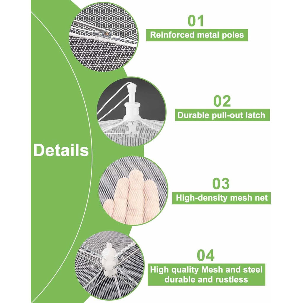 Large Food Cover,6 Pack Mesh Food Tent,17"x17",White Nylon Covers,Pop-Up Umbrella Screen Tents,Patio Net for Outdoor Camping, Picnics, Parties,BBQ,Collapsible and Reusable