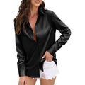 Cunlin Womens Soft Satin Silk Leopard Button Down Shirts For Women Silky Long Sleeve Work Shirt Dress Blouses Tops