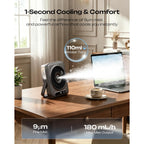 Otlonpe Portable Desk Misting Fan, 5000Mah Rechargeable Battery Powered, Powerful Desk Fan With Mist, 5 Speeds, 110Ml Water Tank, 6.5 Inch Personal Cooling Mister Fans For Travel Home Office Bedroom