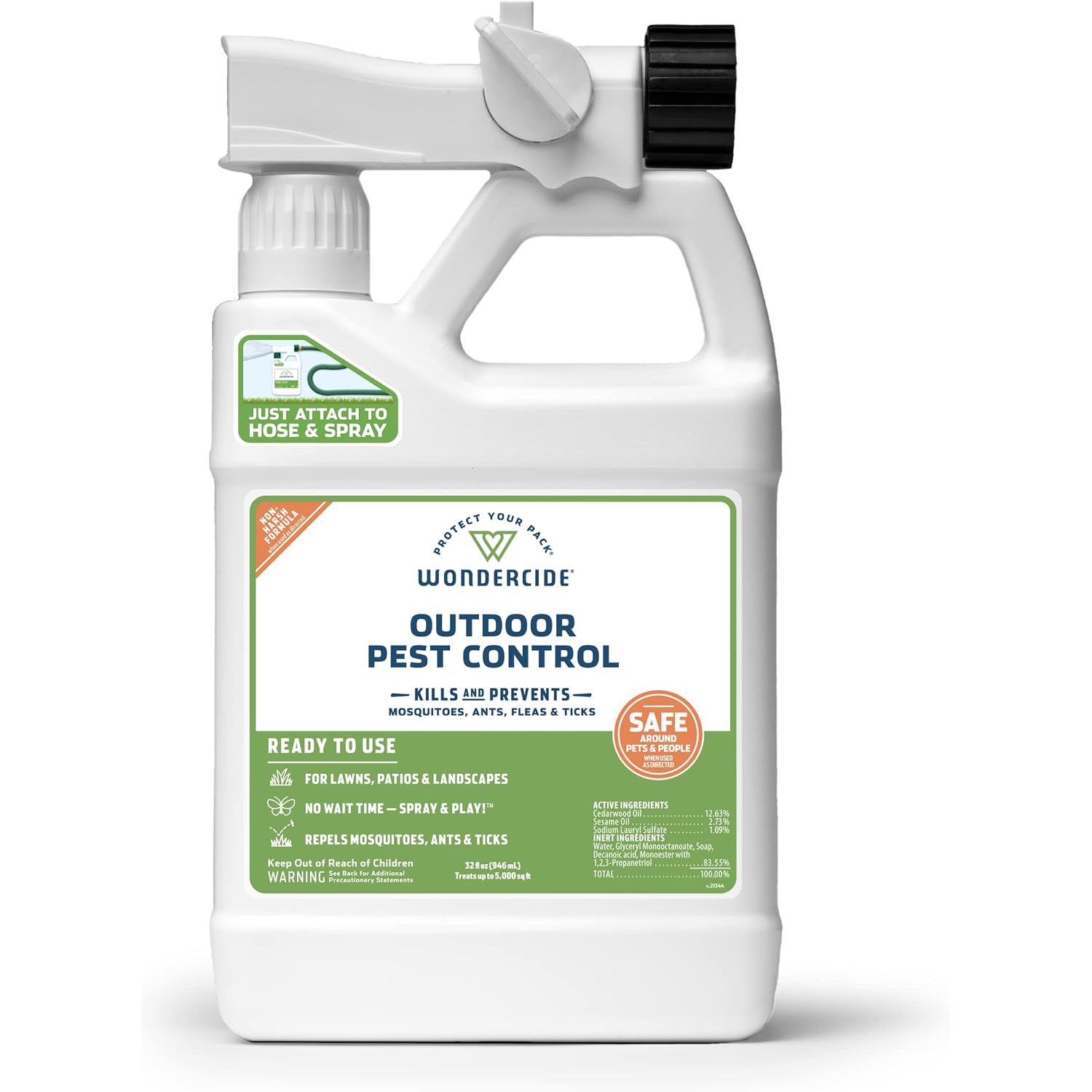 Wondercide - Outdoor Pest Control Spray With Natural Essential Oils - Mosquito, Ant, Flea, Tick, Insect Repellent, Treatment, Killer - Safe Around Pets Kids 32 Oz