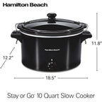 Hamilton Beach Slow Cooker, Extra Large 10 Quart, Stay or Go Portable With Lid Lock, Dishwasher Safe Crock, Black (33195)