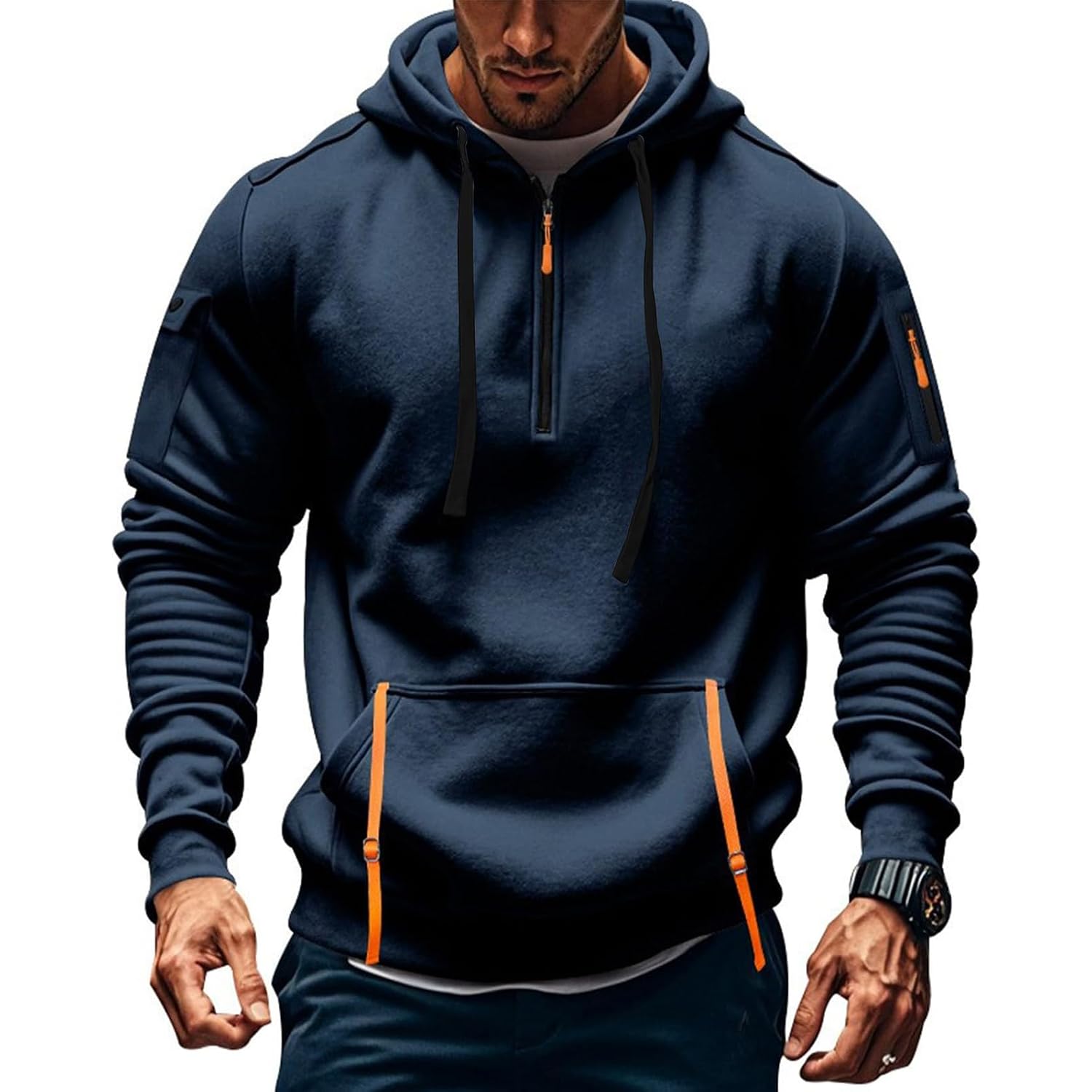 Tactical Hoodies For Men Quater Zip Up Pullover Sweatshirt Casual Workout Mens Hoodies With Pockets