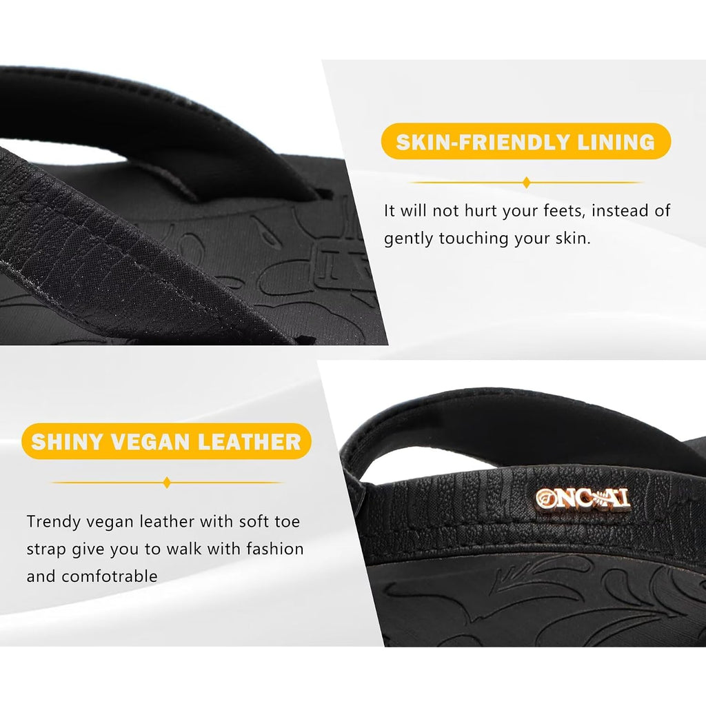 Oncai Women'S Flip Flops Comfortable Summer Beach Thong Sandals For Women With Cushion Walking Arch Support Yoga Mat Indoor Outdoor Soles