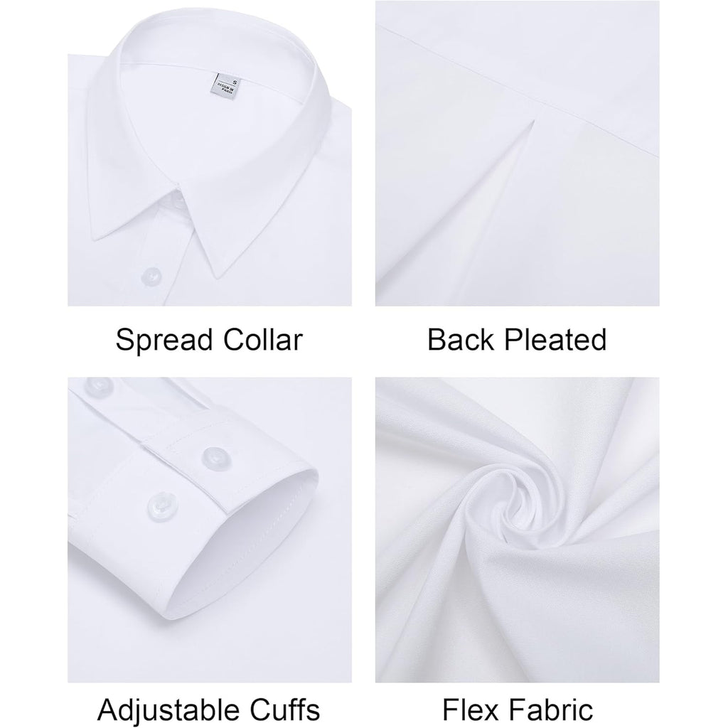 Button Down Shirts for Women Classic Fit Dress Shirt Work Business Casual Long Sleeve Blouse Tops