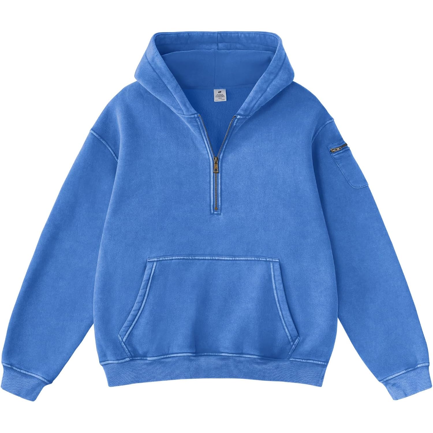 Faiable Women'S Oversized Washed Quarter Zip Hoodie Loose Fit Pullover Sweatshirt With Pockets