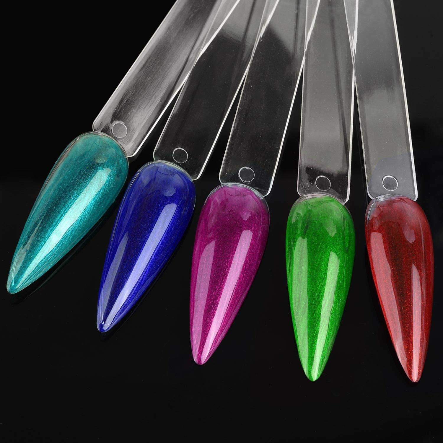 160Pcs Nail Swatch Sticks Stiletto Nail Sample Sticks Clear Nail Color Display Swatches Sticks with Metal Rings