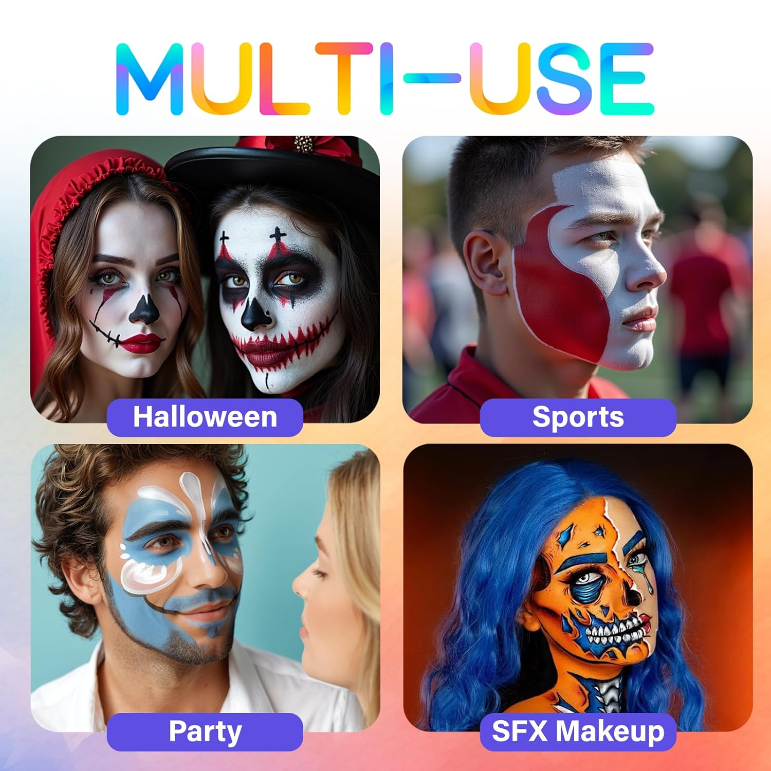 10 Colors Face Body Paint Set, Water Based Body Paint For Adults, Washable Face Paint Kit With Brushes & Sponges, Non-Toxic Face Painting For Halloween Party Cosplay Stage Makeup