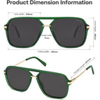 SOJOS Sunglasses for Women & Men, Square, Retro, Polarized Lens, Trendy Aviator, 90s Shades Green/Grey