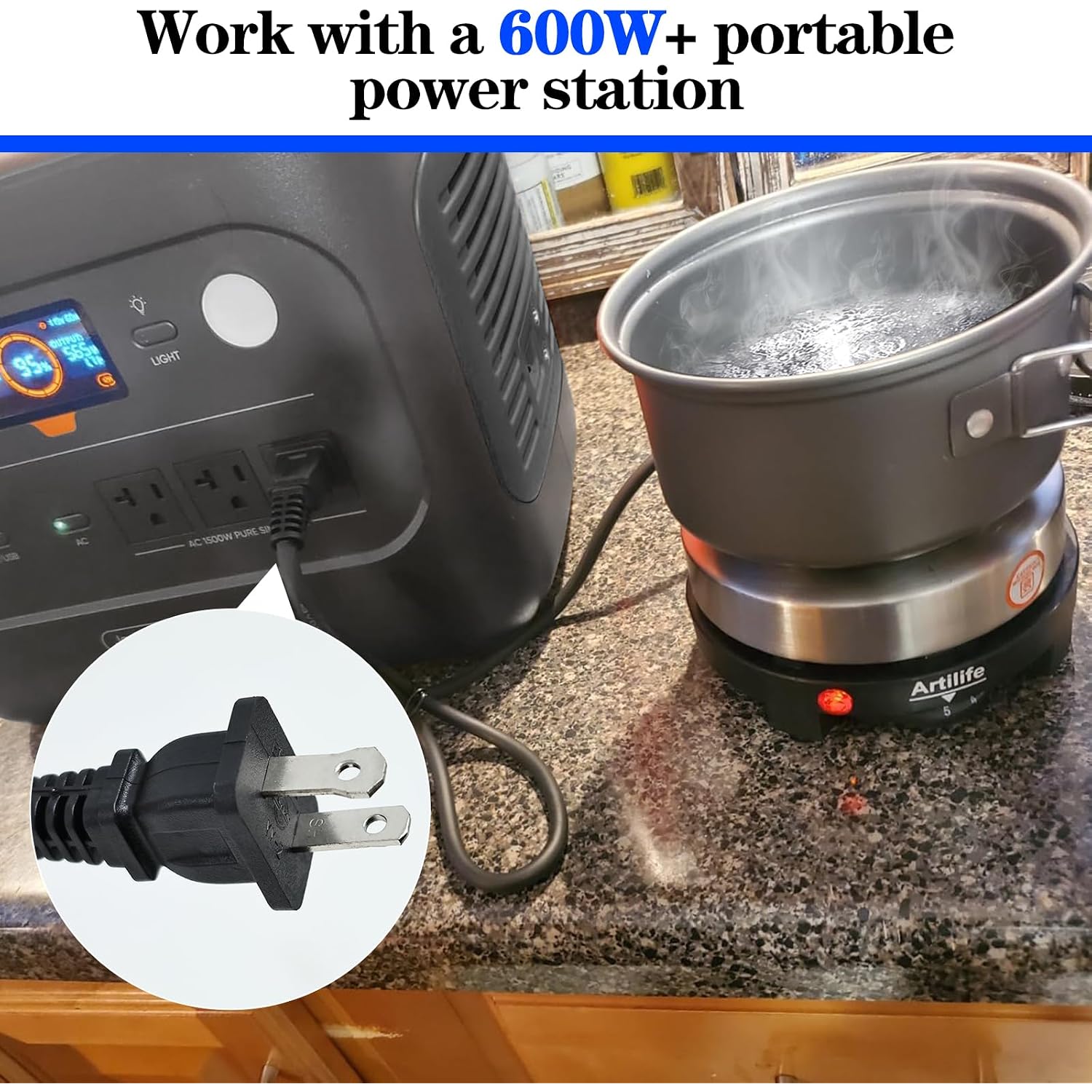 Artilife 500W Mini Electric Hot Plate - Moka Pot Special, 110V Compact Rv Camping Stove, 4" Cast Iron Burner For Coffee, Low Wattage Portable (Silver)