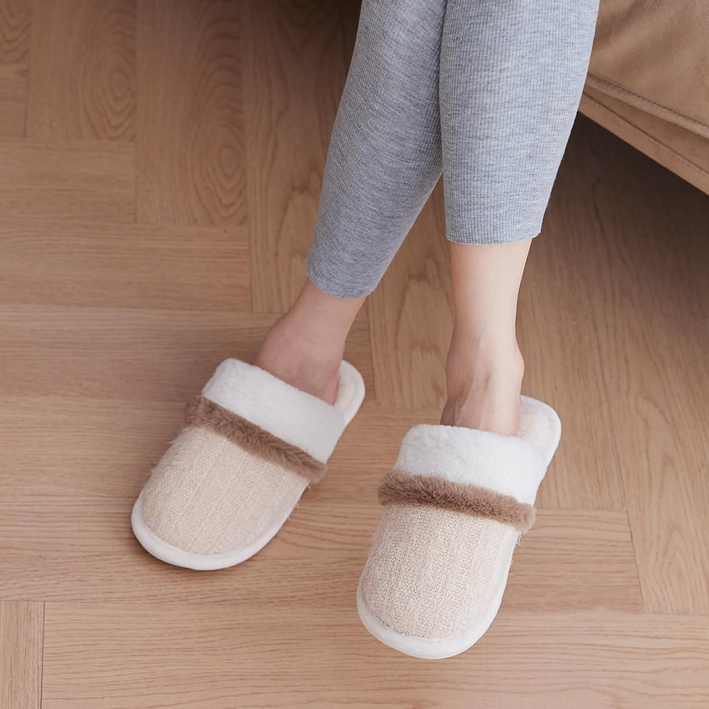 Cozy Slippers For Women Indoor And Outdoor Fuzzy House Shoes With Memory Foam Anti-Skid Sole Gifts For Women Mom Ladies