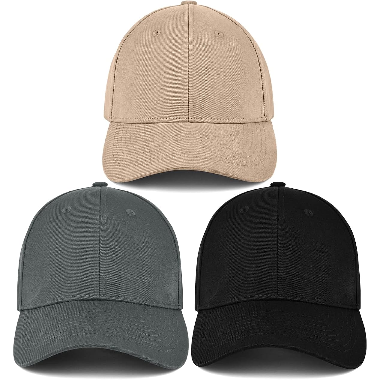 3 Pack Unisex Cotton Baseball Cap Adjustable Unconstructed Plain Sport Dad Golf Hat for Men and Women