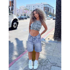Women's Casual Summer Denim Bermuda Shorts High Waisted Stretchy Trendy Jean Shorts with Pockets Denim