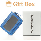 Genuine Wallet Women Rfid Blocking Card Holder, Small Leather Womens Wallet With Zipper Id Window Coin Pocket