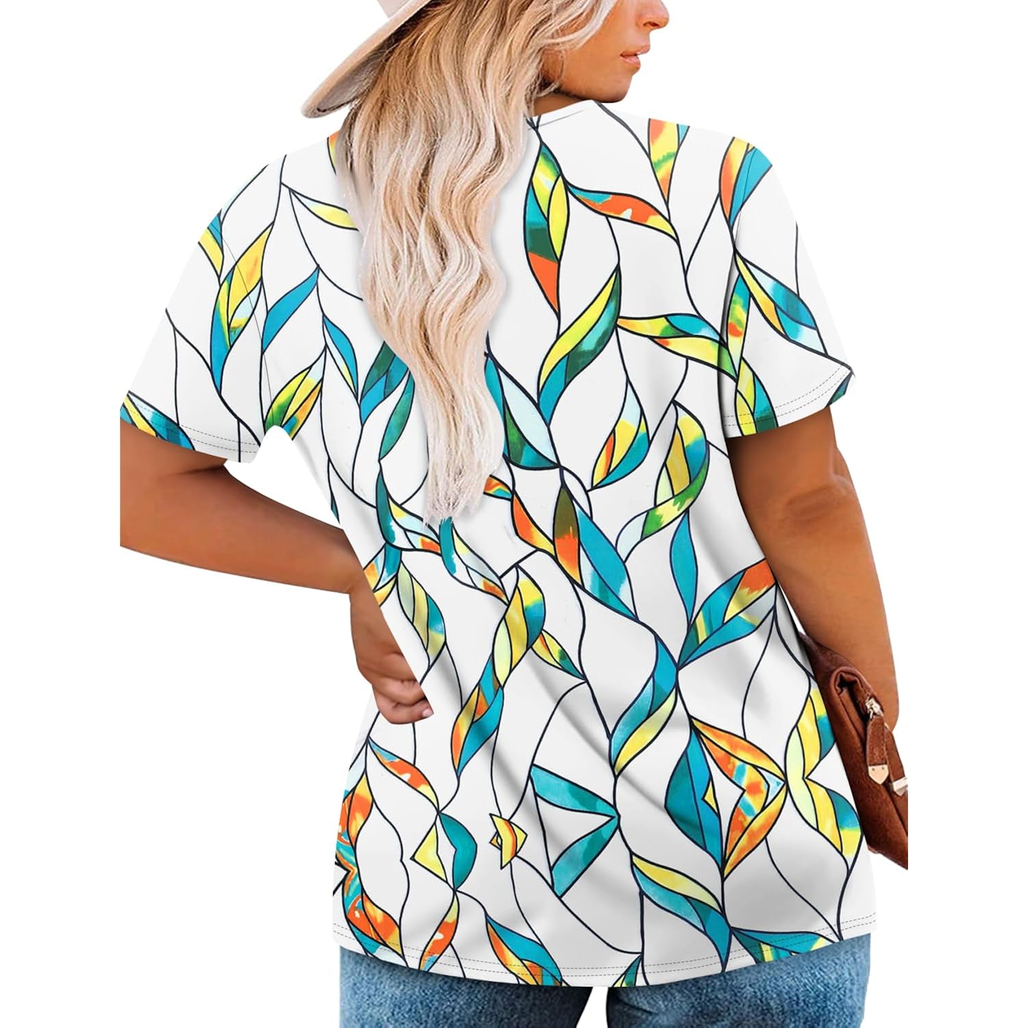 Plus Size Tops For Women Casual Summer Crew Neck Tunics Short Sleeve Loose Shirts Blouses 1X-5X