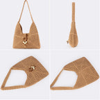 Peicees Crochet Summer Purse, Boho Woven Purse For Travel Beach Vacation Cruise Knit Shoulder Bag For For Women Ladies