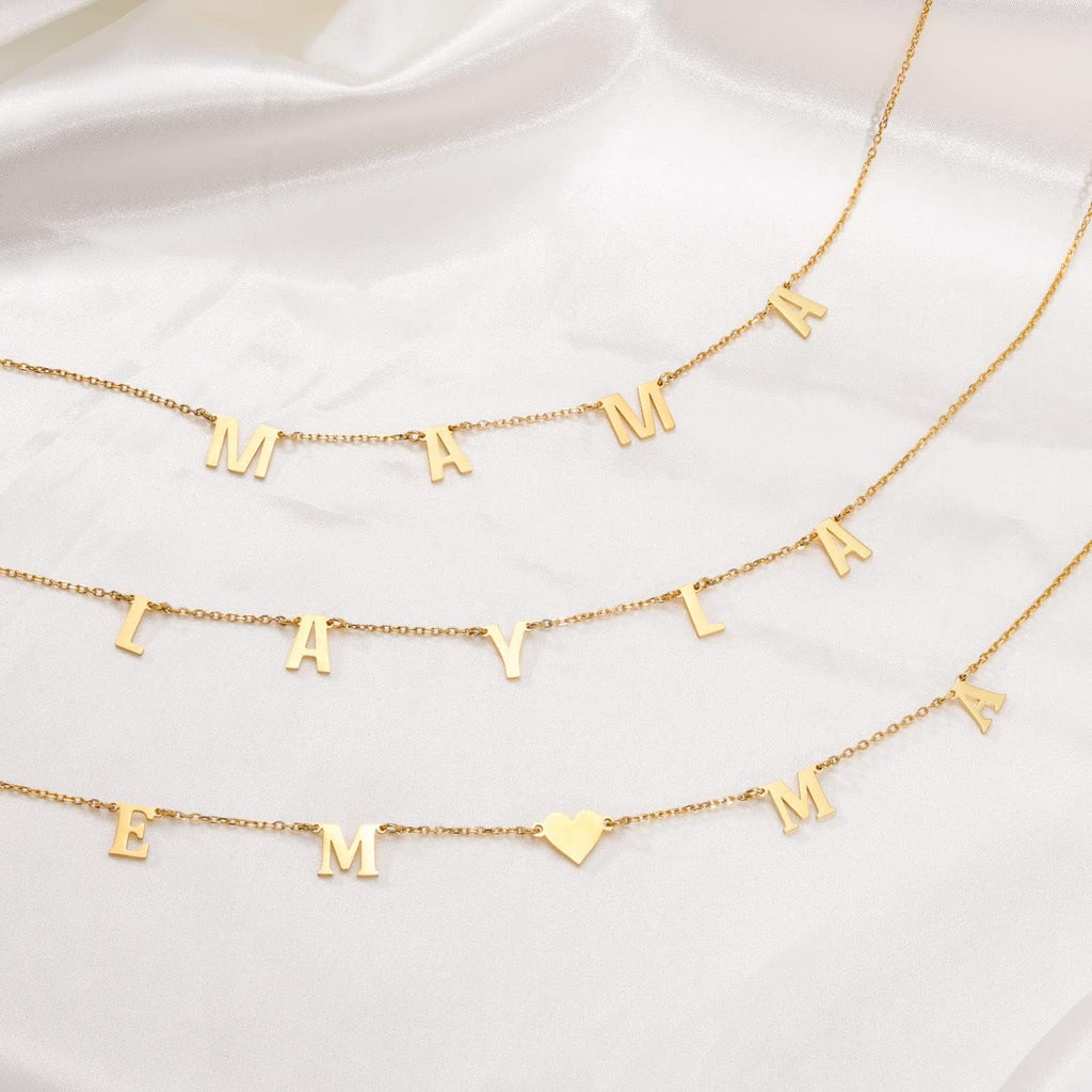 TRANGEL Mothers Day Gifts for Mom Necklace,Custom Name Necklace Personalized,18K Gold Plated Initial Choker Name Necklace Dainty Customize Letter Necklace for Women Girls