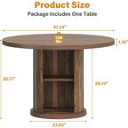 47.24" Round Dining Table For 4, Farmhouse Fluted Kitchen Tables Dining Room Circle Dinner Table, Modern Wood Kitchen & Dining Room Tables