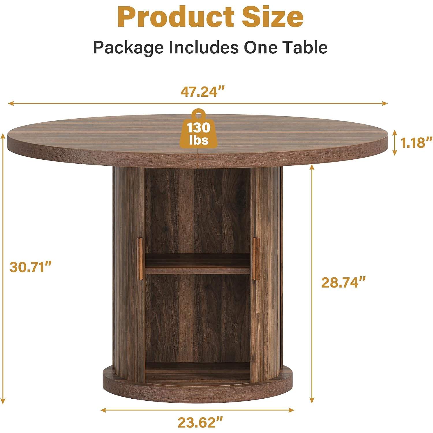 47.24" Round Dining Table For 4, Farmhouse Fluted Kitchen Tables Dining Room Circle Dinner Table, Modern Wood Kitchen & Dining Room Tables