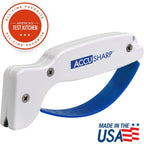 Accusharp Knife Sharpener, Ergonomic Comfortable Handle, Compact & Easy To Use, Restore And Hone Straight & Serrated Knives, White