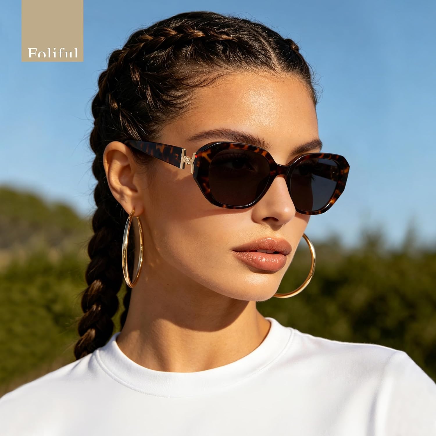 Oversized Polarized Sunglasses for Women Trendy Womens Designer Sunglasses UV Protection Square Frame Sun Glasses A01-light Tortoise / Brown - Gold