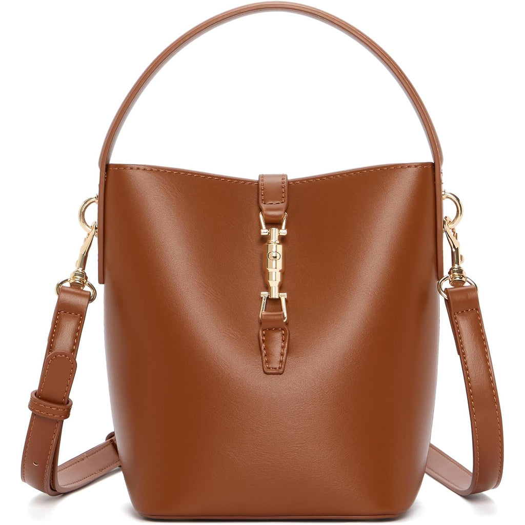 Bostanten Small Bucket Bag For Women Crossbody Bags Trendy Vegan Leather Shoulder Purses Designer Ladies Handbags