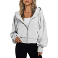 Trendy Queen Womens Cropped Zip Up Hoodie Lightweight Sweatshirt Casual Athletic Jacket