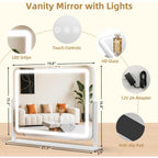 Vanity Mirror With Lights 22"X17", Lighted Makeup Mirror With 10X Magnification 4.5", 3 Color Dimmble Lights, Touch Control, 360° Rotation, Metal Frame, Women'S Gift, For Bedroom/Dressing Room, White