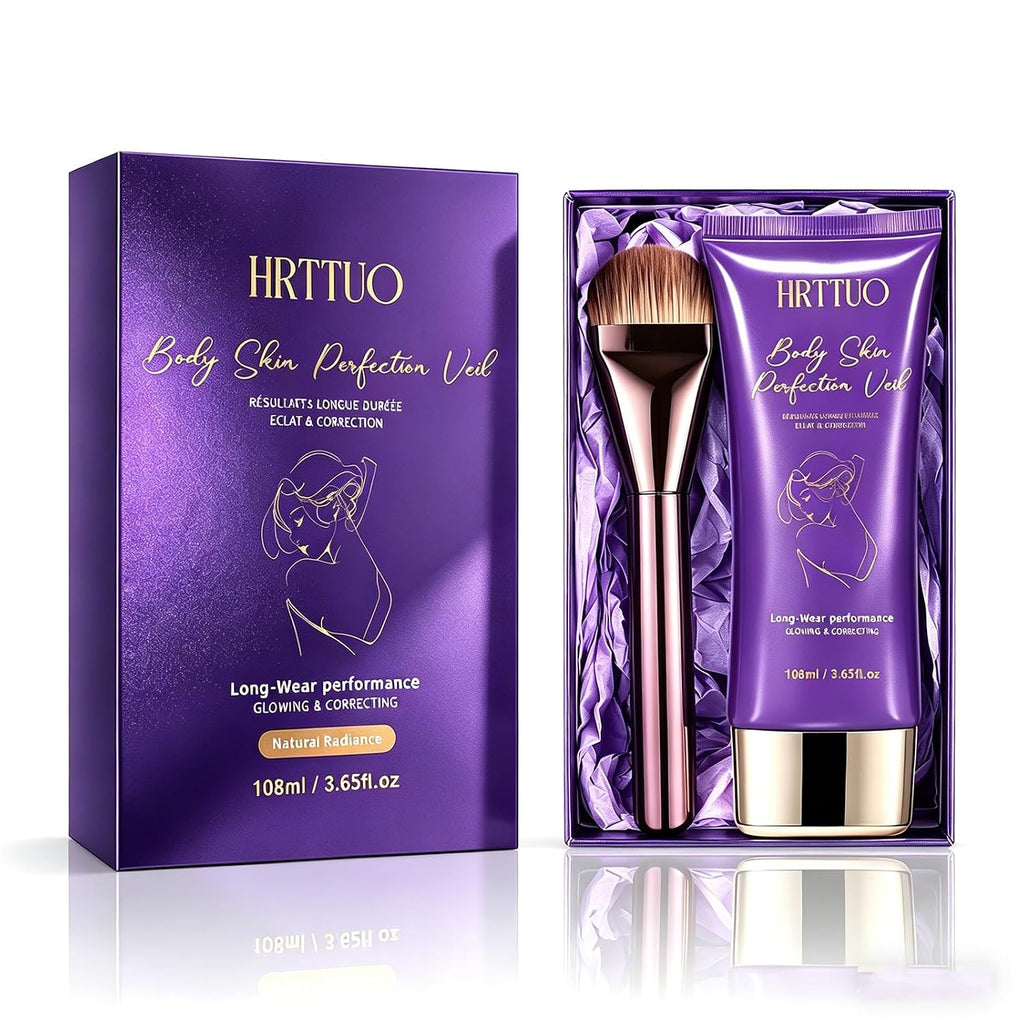 Body Coverage Perfector With Brush - Waterproof Leg & Body Makeup For Skin Imperfections & Uneven Tone, Transfer-Resistant Natural Finish Concealer, Flawless Looking Legs (Natural Radiance)