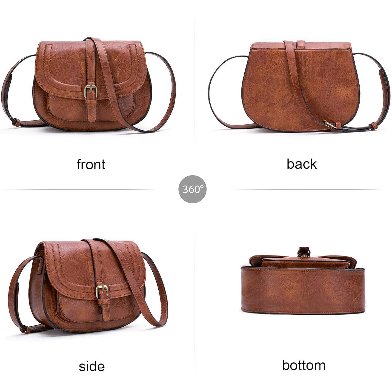 AFKOMST Crossbody Bags for Women,Small Saddle Purse and Boho Cross Body Handbags,Vegan Leather