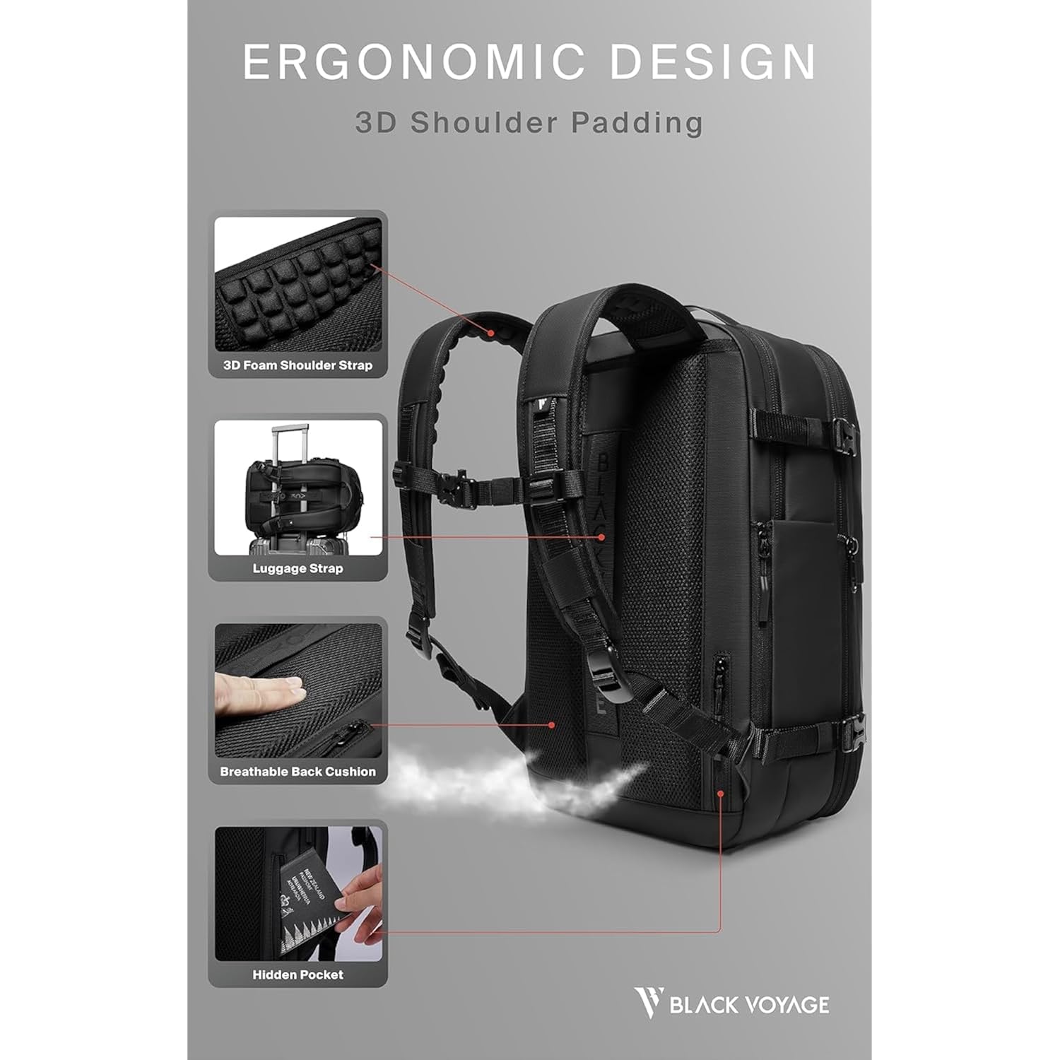 Vortex Vacuum Seal Travel Backpack 60L Expandable Air Compression System Water Resistant Tsa Lock Carry-On