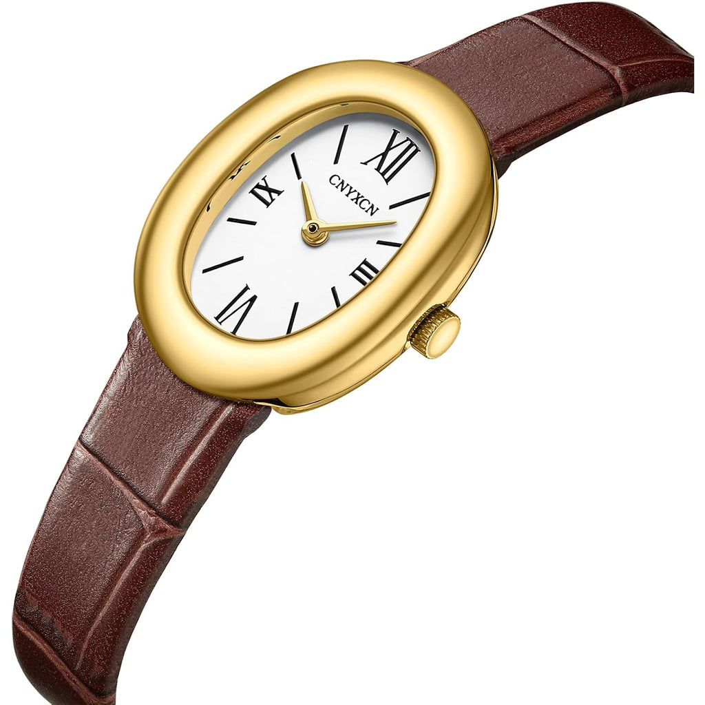 Cnyxcn Women'S Bracelet Gold Watch - Vintage Elegant Oval Bangle Watch - Gold Jewellery Style Quartz Wristwatch - Gift For Her