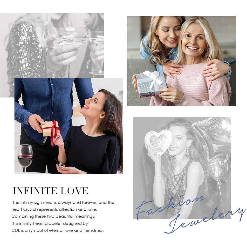 CDE Mothers Day Gifts Infinity Heart Birthstone Charm Link Bracelet for Women 925 Sterling Silver Adjustable Mother's Day Valentine's Day Christmas Day Gift Anniversary Birthday Jewelry for Wife Girlfriend Her