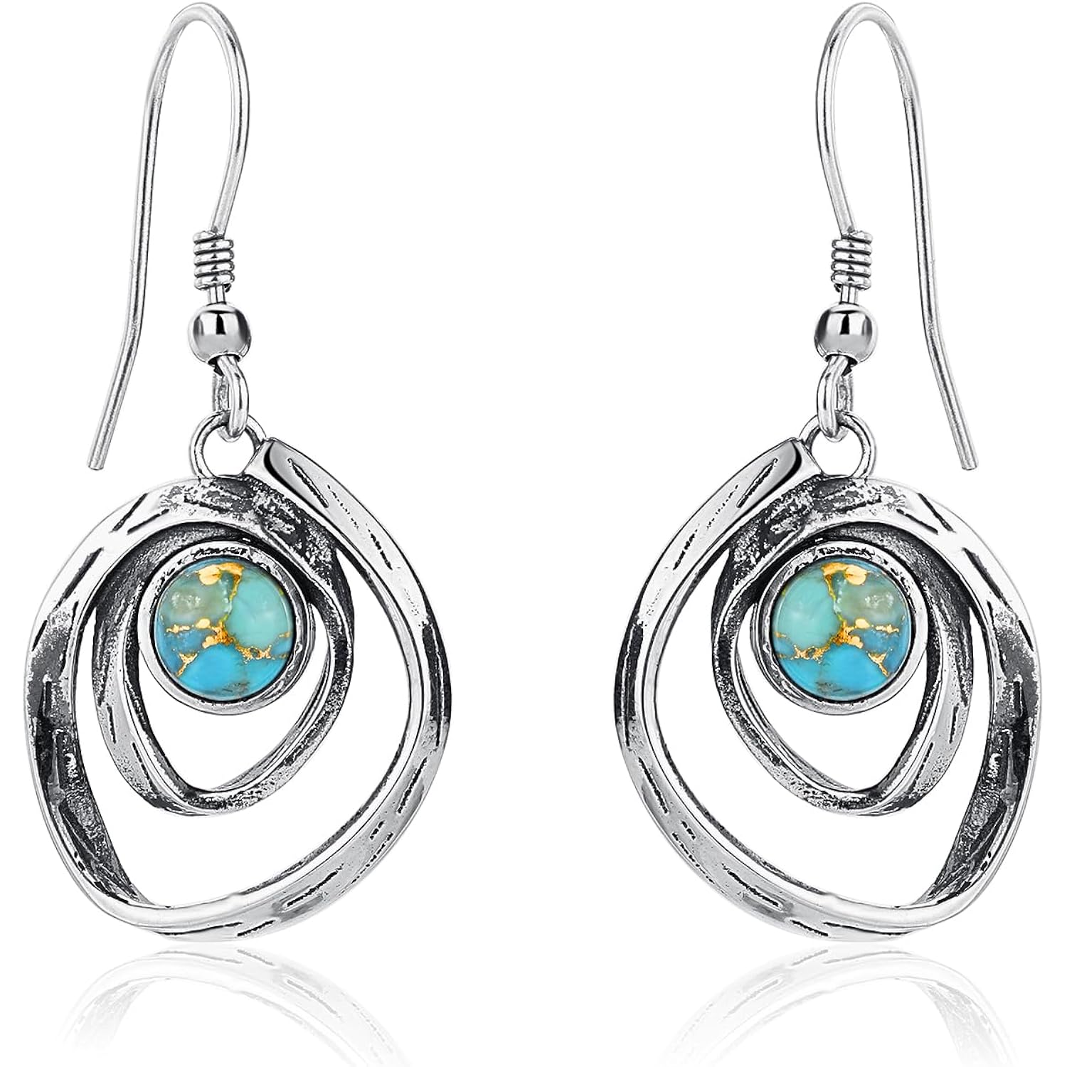 Turquoise Earrings for Women 925 Sterling Silver Pearl/Black Onyx/Opal Dangle Earrings Vintage Spiral/Wire Wrapped/Beads & Rope Ear Hook Earrings