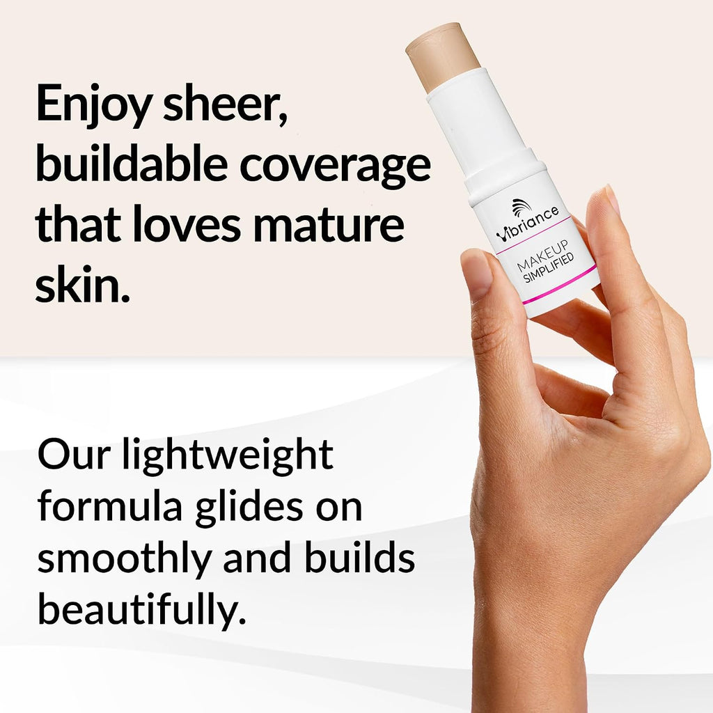 Vibriance Complexion Sticks - Foundation For Mature Skin - Sheer, Buildable Coverage Face Makeup Foundation For Older Women - 3-In-1 Base, Contour, Concealer - Natural Beige