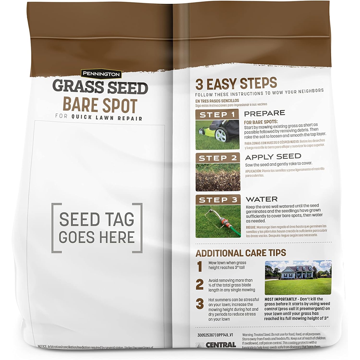 Pennington Bare Spot Repair Mix Central,1 Lb, Grass Seeds For Lawn