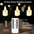 Upgraded Real Wax Short Led Flameless Taper Candles With Remote, 6 Pcs Ivory Candlesticks Battery Operated 3D Flickering - 6" Realistic Fake Candle Sticks For Home/Wedding/Fireplace Xmas Decor