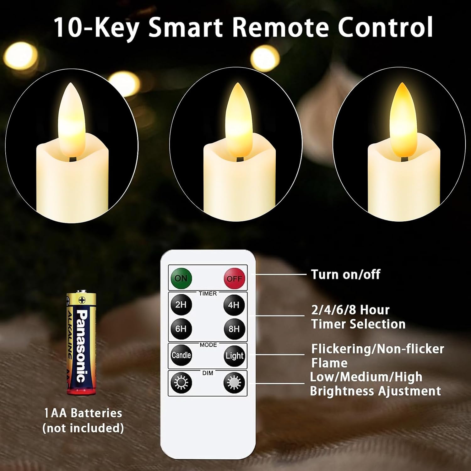 Upgraded Real Wax Short Led Flameless Taper Candles With Remote, 6 Pcs Ivory Candlesticks Battery Operated 3D Flickering - 6" Realistic Fake Candle Sticks For Home/Wedding/Fireplace Xmas Decor