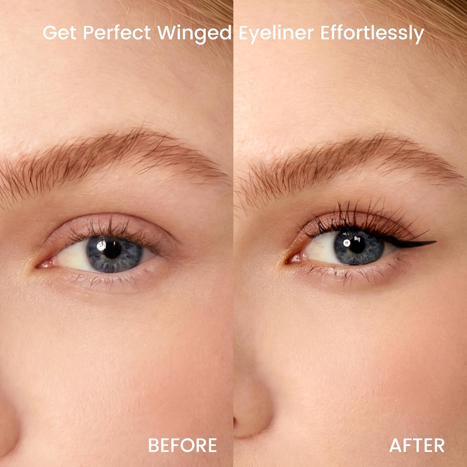 Unicos Winged Eyeliner Stamp - 90° Ergonomic Cat Eye Makeup Tool with Dual-Sided L/R Symmetry, Waterproof & Smudge-Proof Liquid Eye Liner Pen, 2.1ml High Capacity, Long Lasting Finish, 12mm